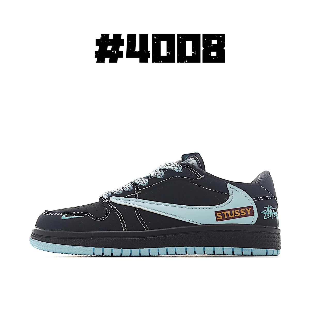 Jordan Nike Air Jordan 1 Low Stussy Black/Light Blue Sneakers Black - 1