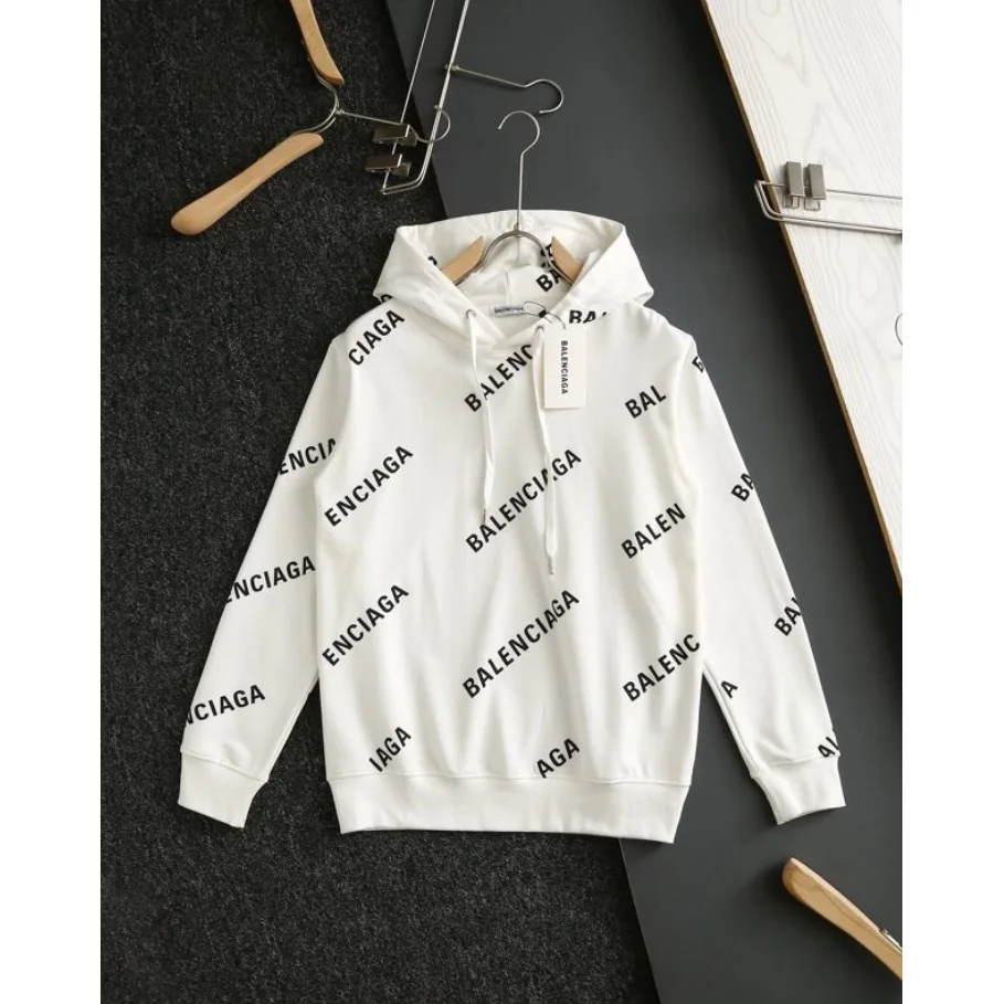 Balenciaga Balenciaga All-Over Logo Hoodie White Cotton White - 1