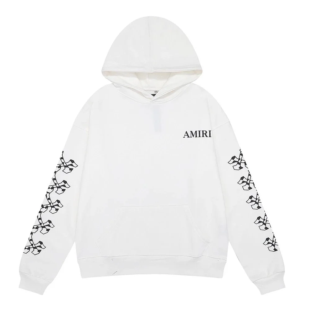 Amiri Amiri White Checkered Sleeve Hoodie White - 1