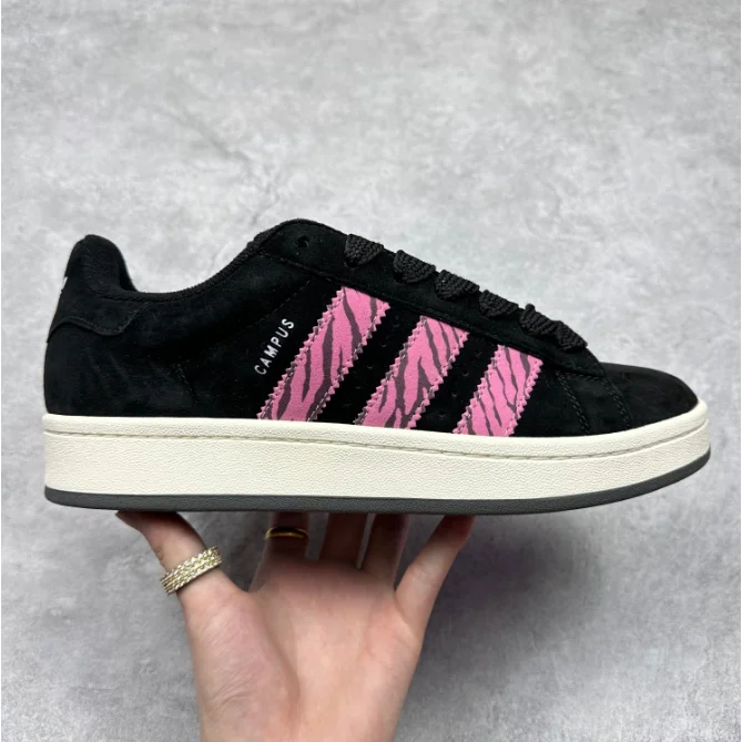 Adidas Adidas Campus Black with Pink Zebra Stripes Sneakers Black - 1