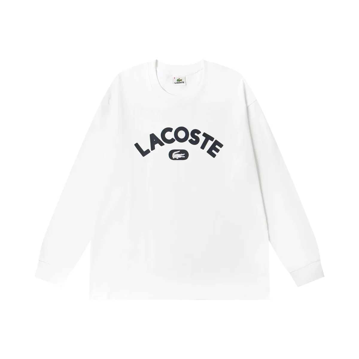Lacoste Lacoste White Crocodile Logo Long Sleeve T-Shirt White - 1