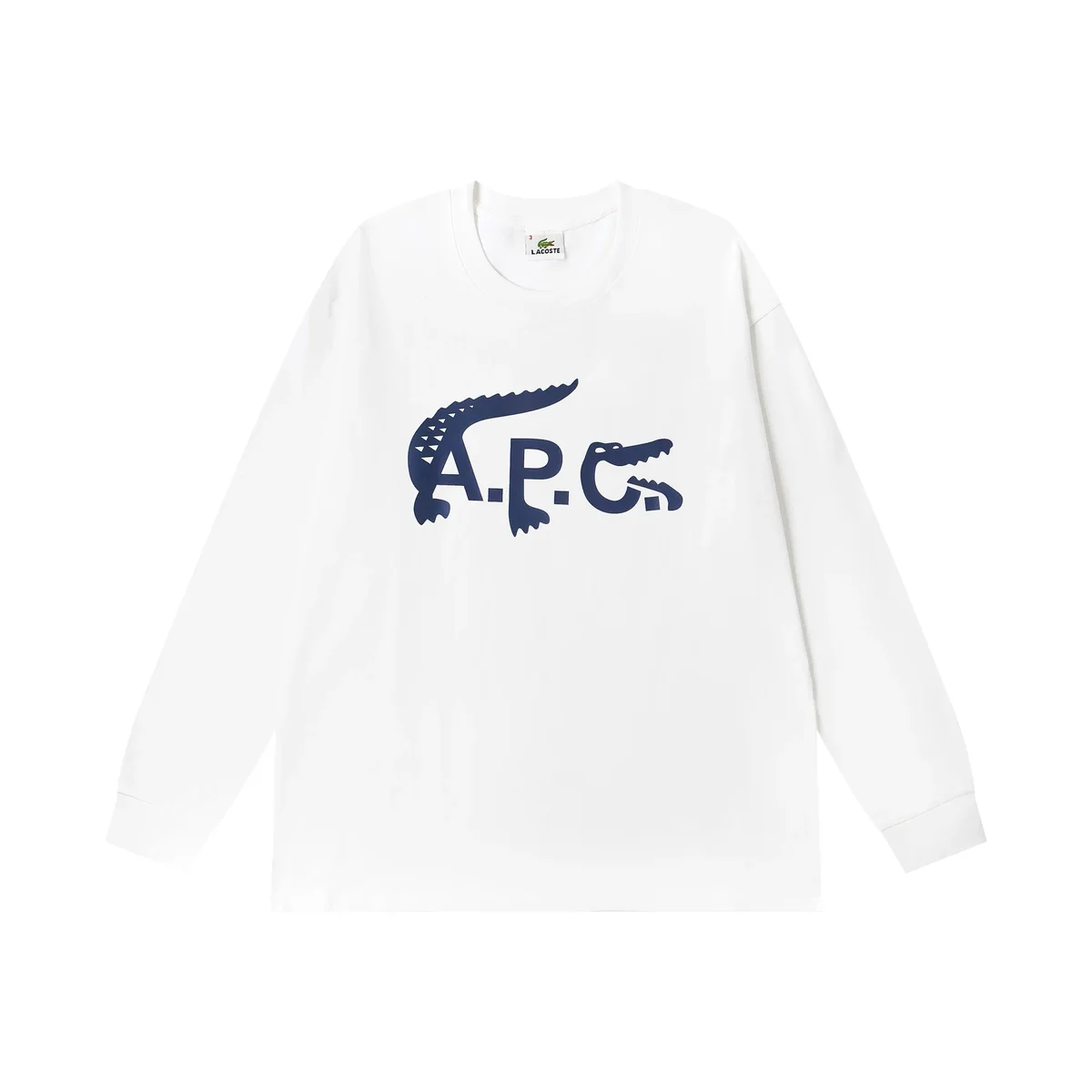 Lacoste Lacoste A.P.C. Crocodile Logo Long Sleeve T-Shirt White White - 1