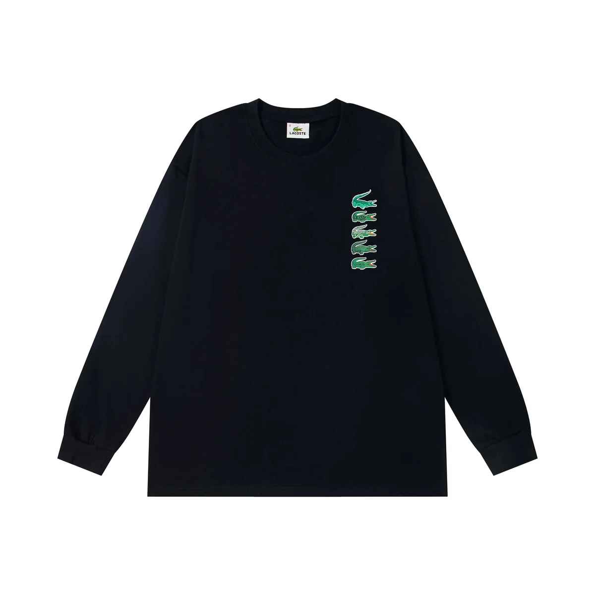 Lacoste Lacoste L.12.12 Crocodile Print Long Sleeve T-Shirt Black Black - 1