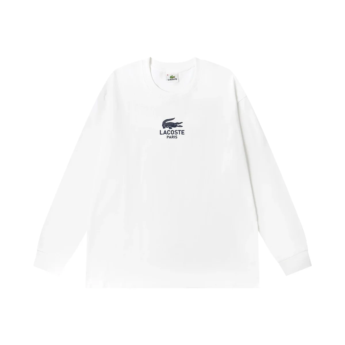 Lacoste Lacoste White Crocodile Logo Long Sleeve T-Shirt White - 1