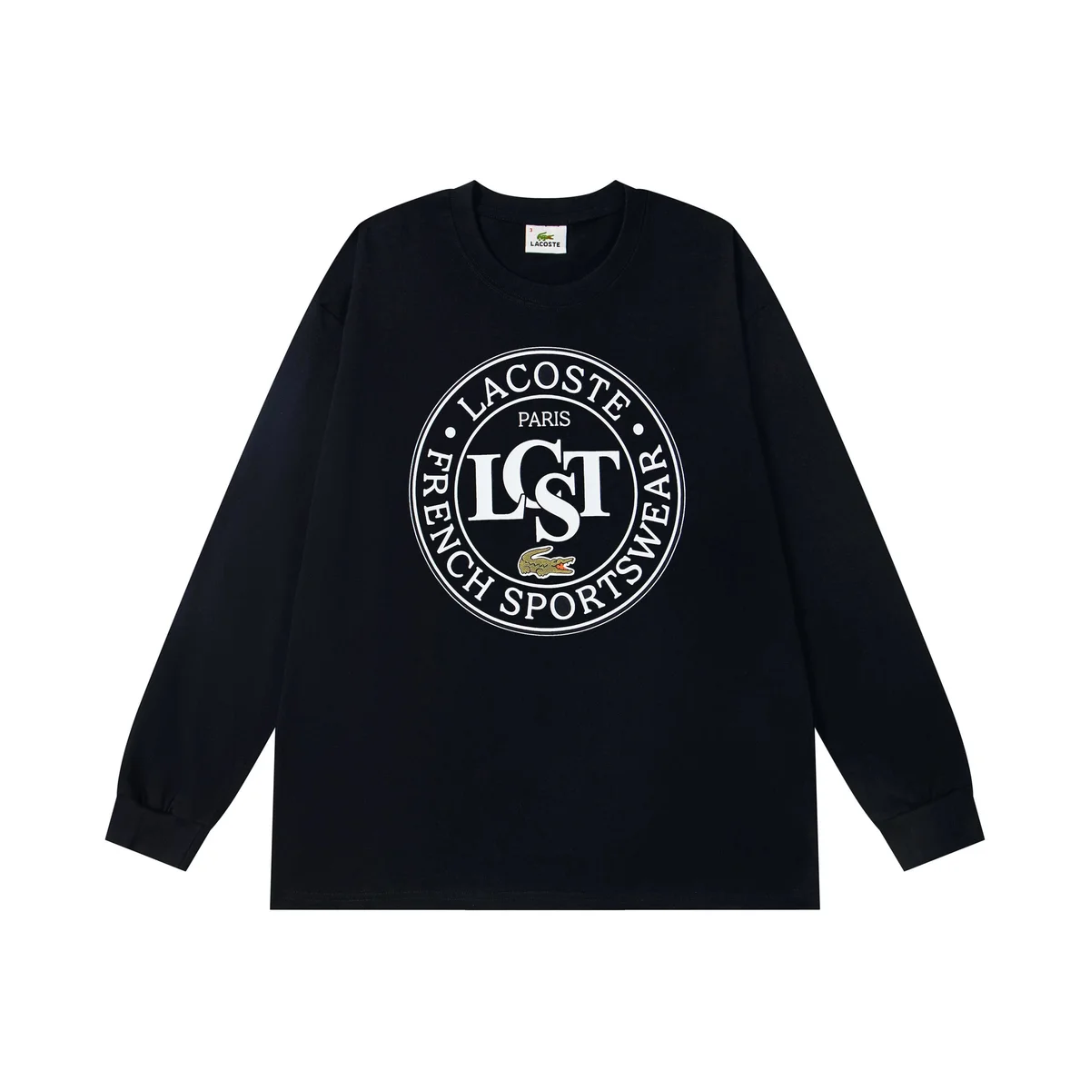 Lacoste Lacoste LCST Round Logo Long Sleeve T-Shirt Black Black - 1