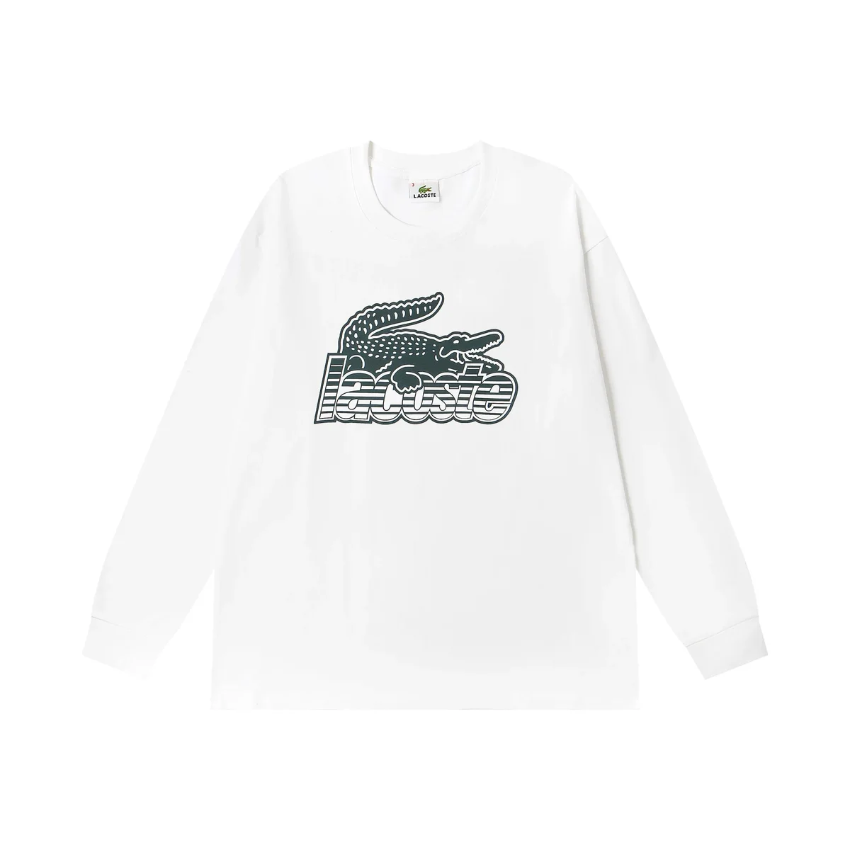 Lacoste Lacoste L.12.12 Crocodile Graphic Long Sleeve T-Shirt White White - 1