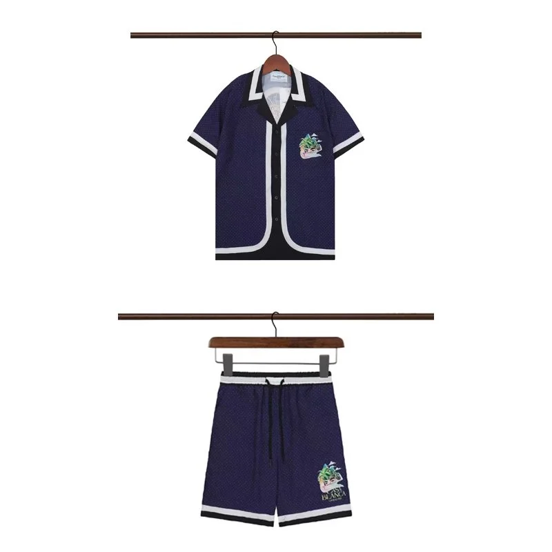 Other Unisex Navy Blue & White Palm Print Co-ord Set Navy - 1