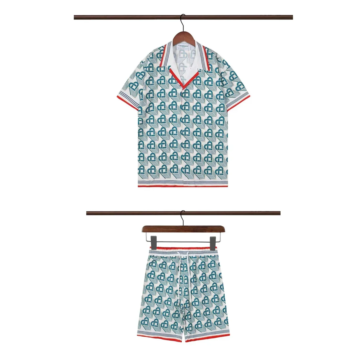 Casablanca Casablanca Tennis Club Monogram Set White/Blue Shorts & Shirt White - 1
