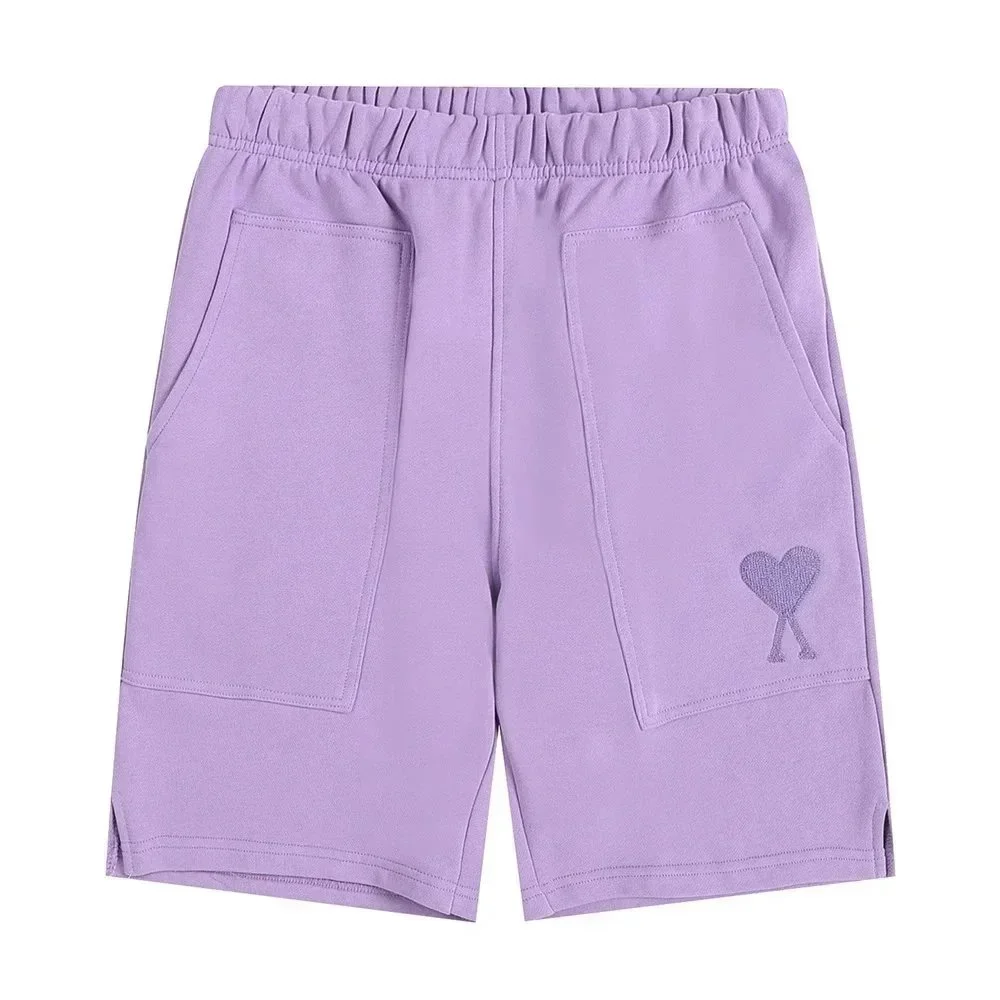 Ami Paris Ami Paris Lilac Heart Logo Shorts Purple - 1