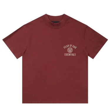Fear of God Fear of God Essentials Burgundy T-Shirt Red - 1