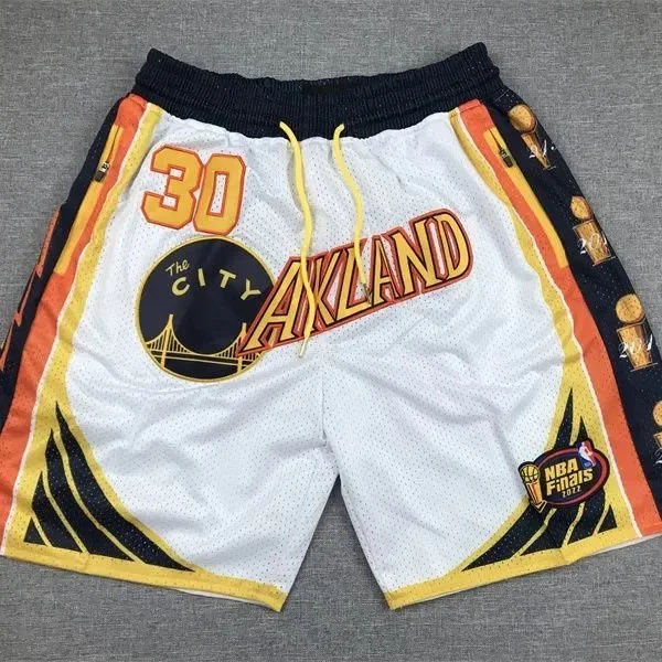 Other NBA Finals 2022 Golden State Warriors #30 AKLAND Shorts White - 1