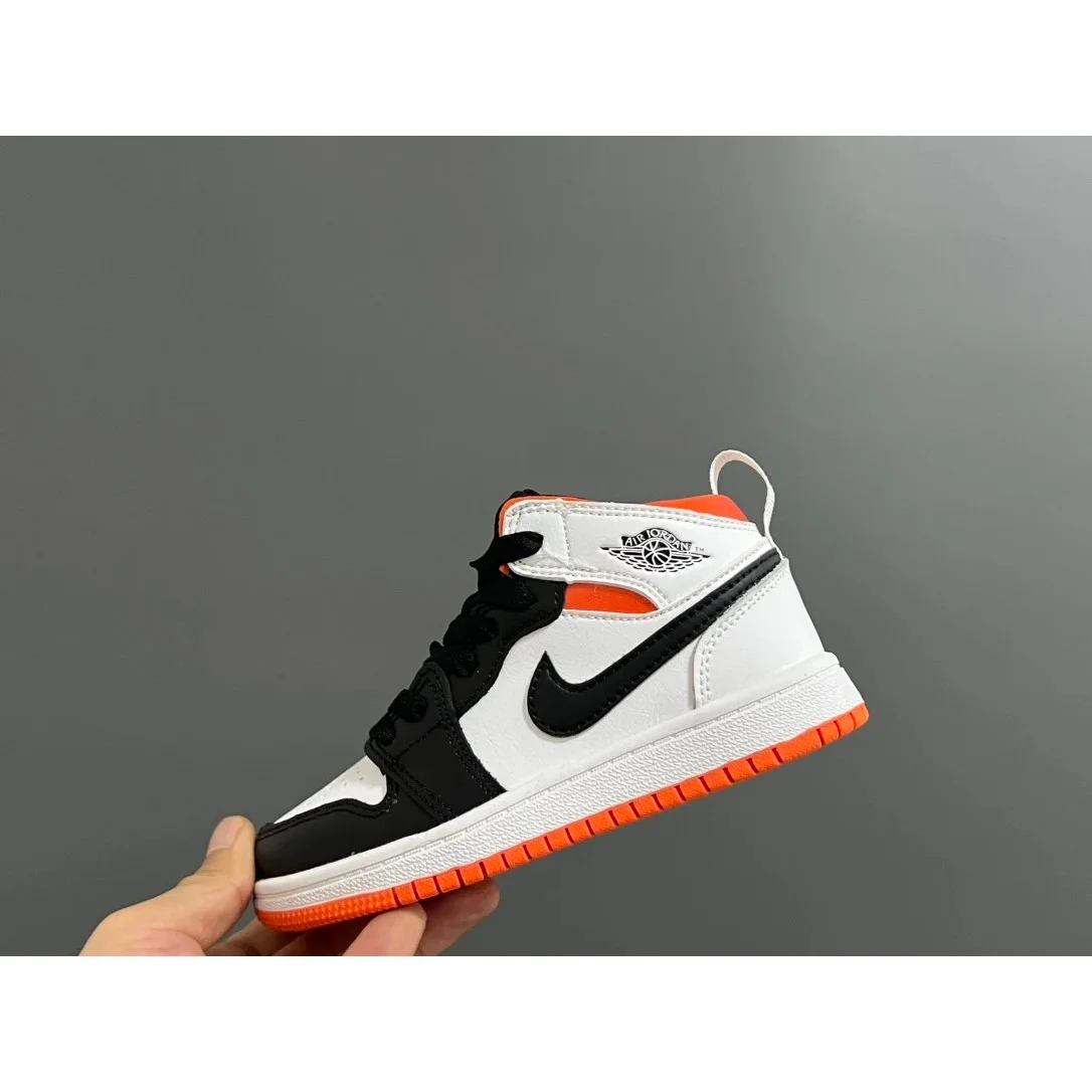 Jordan Nike Air Jordan 1 Mid Black/White/Orange Sneakers Black - 1