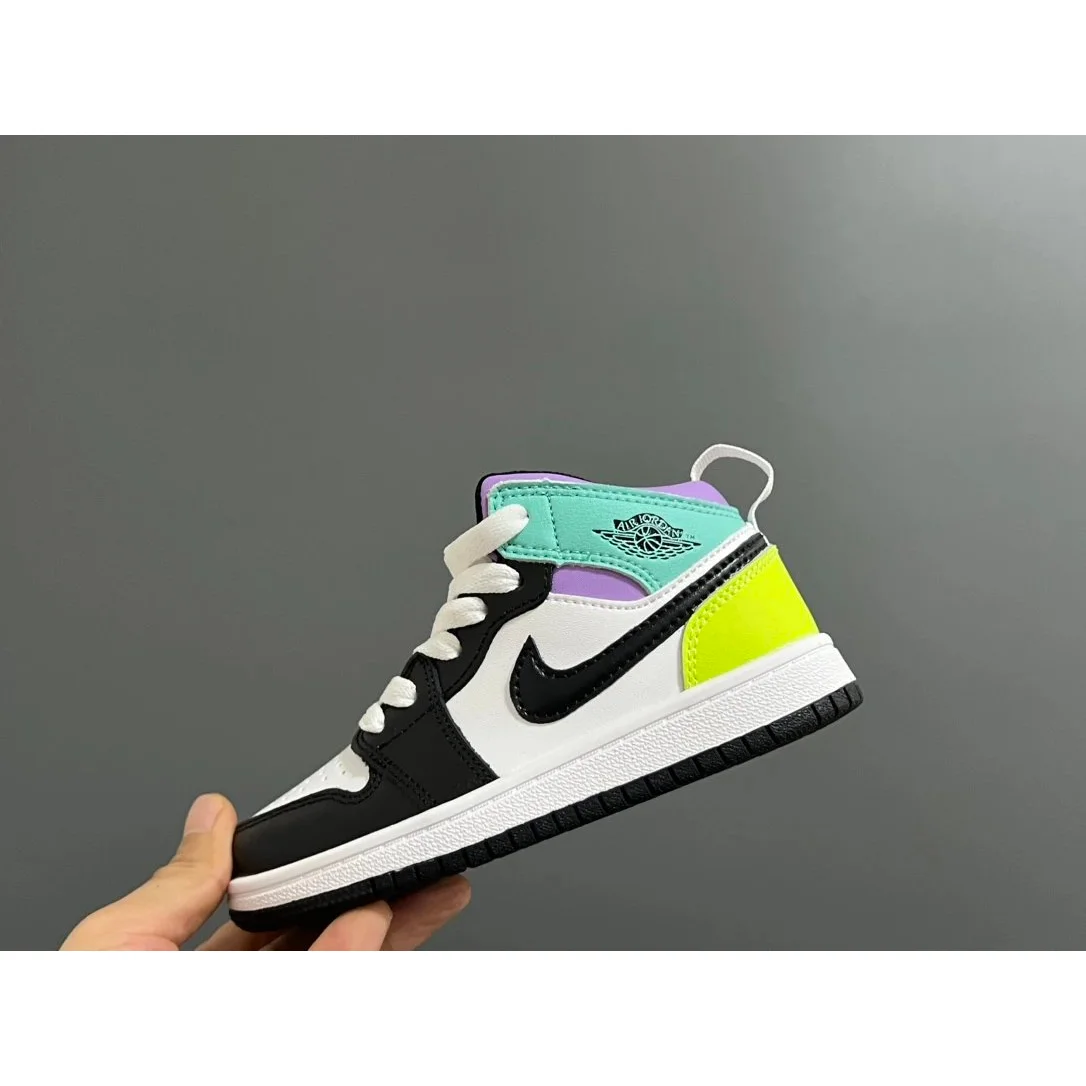 Jordan Nike Air Jordan 1 Mid Black/White/Lime Green Sneakers Black - 1