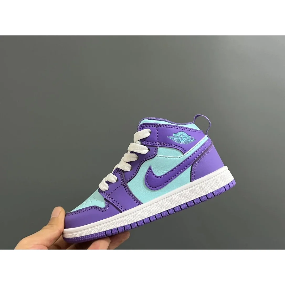 Jordan Nike Air Jordan 1 Mid Purple Aqua Sneakers Purple - 1