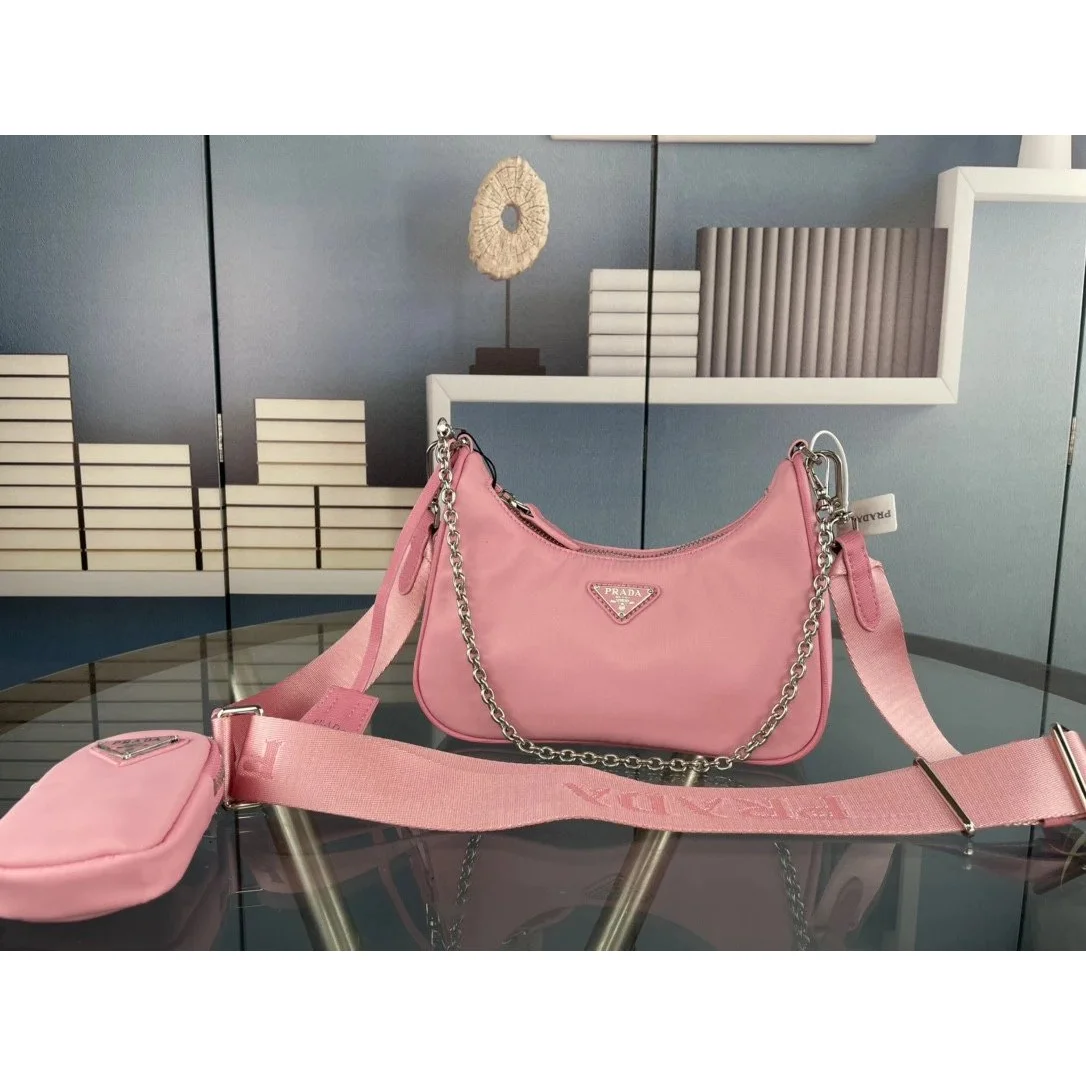 Prada Prada Re-Nylon Pink Nylon Crossbody Bag Pink - 1