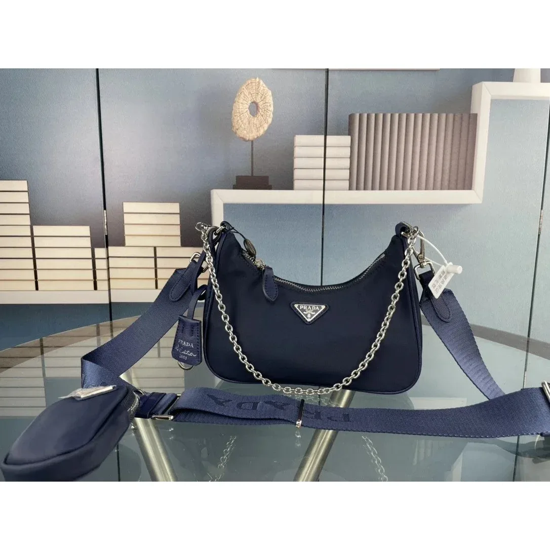 Prada Prada Re-Nylon Navy Nylon Crossbody Bag Navy - 1