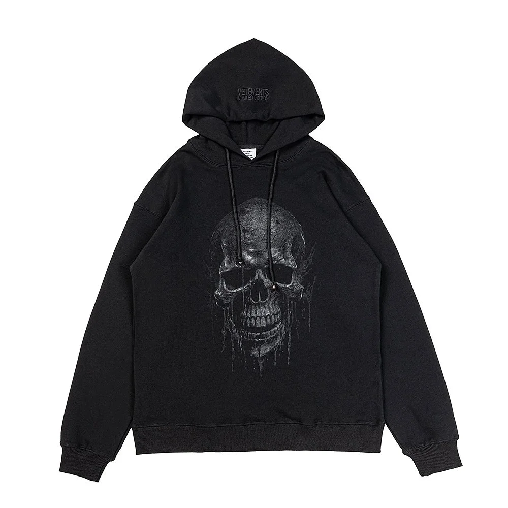 Vetements Vetements Skull Print Oversized Hoodie 59 Black Black - 1