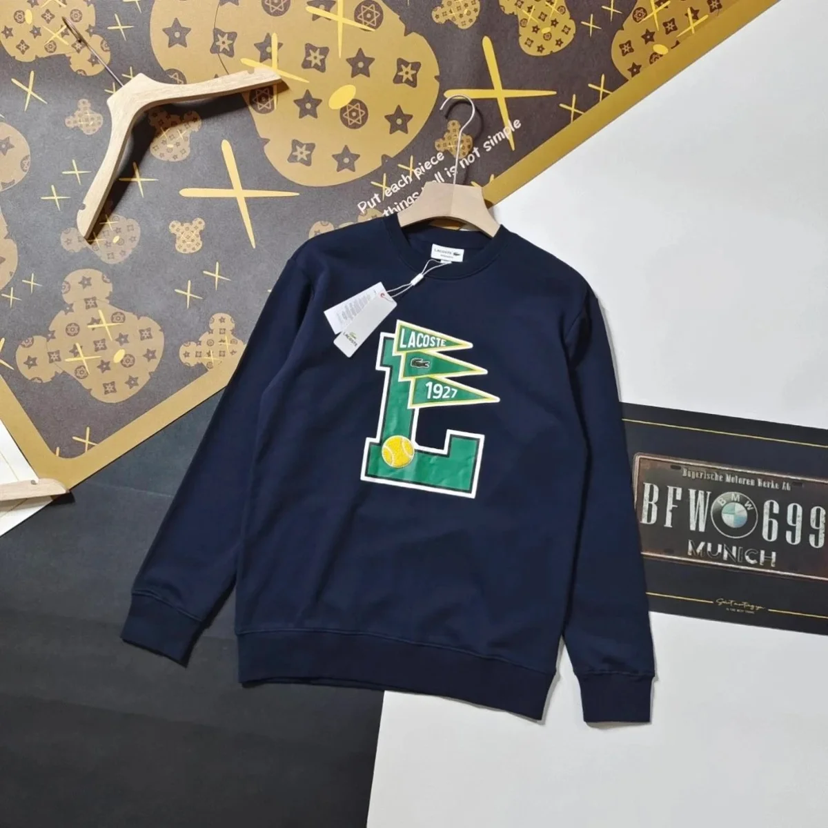 Lacoste Lacoste L.12.12 Navy Green Tennis Sweatshirt Navy - 1
