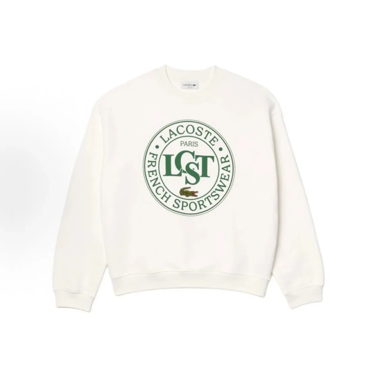 Lacoste Lacoste L.12.12 Cream Green Graphic Crewneck Sweatshirt Cream - 1