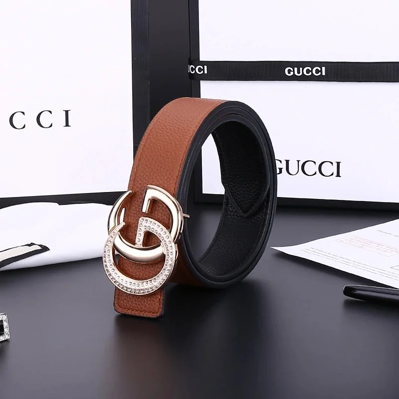 Gucci Gucci GG Belt Brown Leather Brown - 1