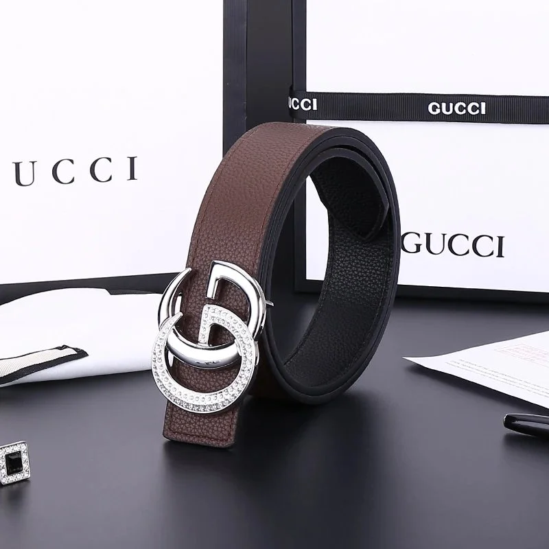 Gucci Gucci GG Belt Brown Leather Brown - 1