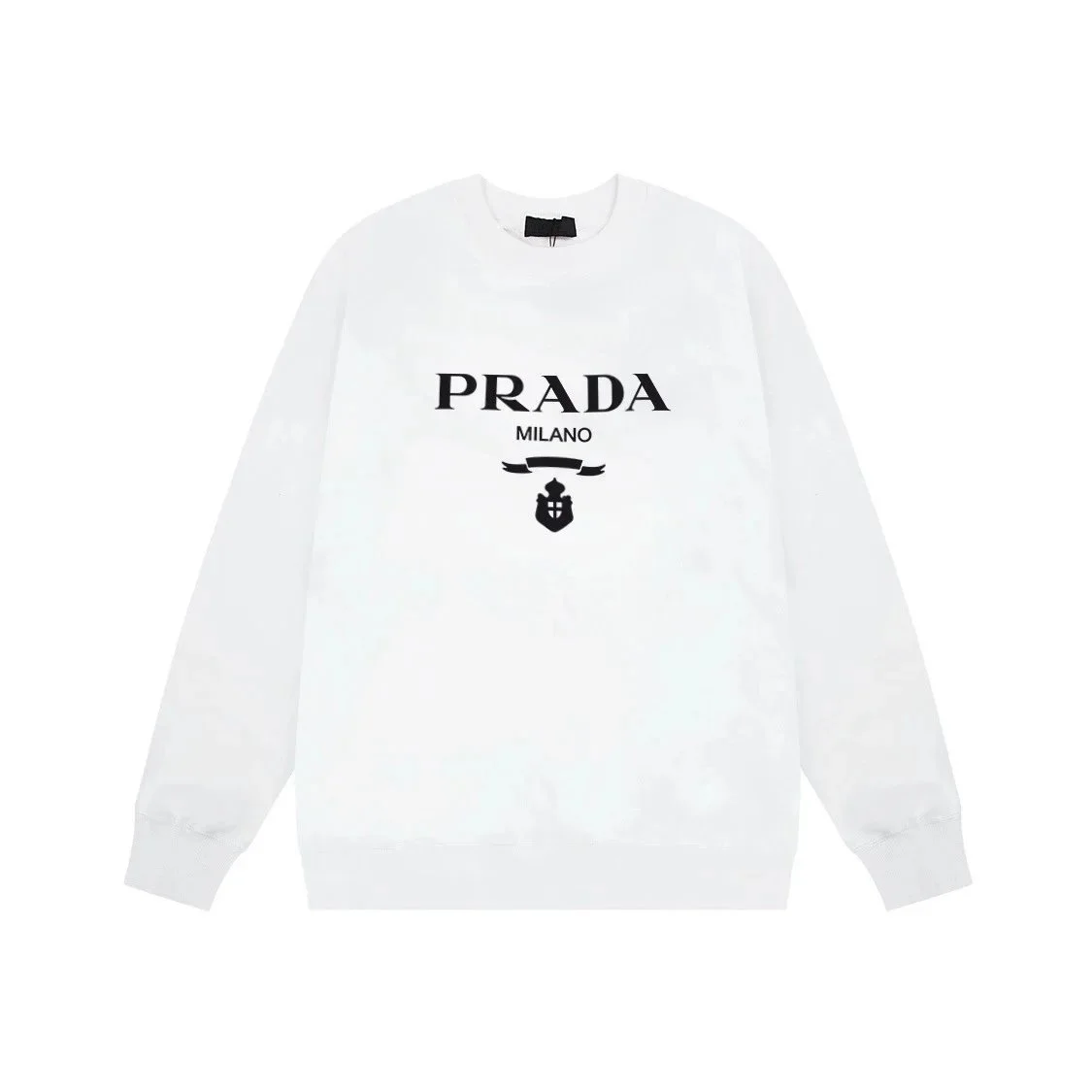 Prada JAY5 White Logo Crewneck Sweatshirt