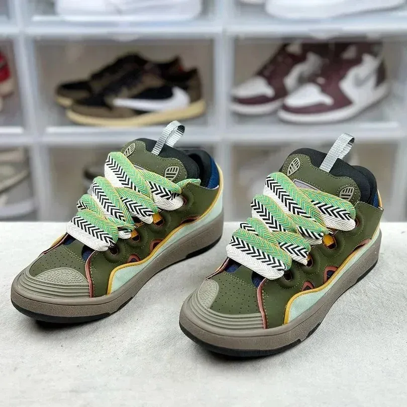 Other Unisex Green & White Herringbone Sneakers Green - 1