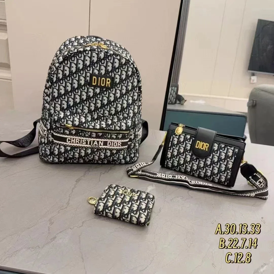 Dior Dior Lady Dior Monogram Backpack Set in Black/White Black - 1