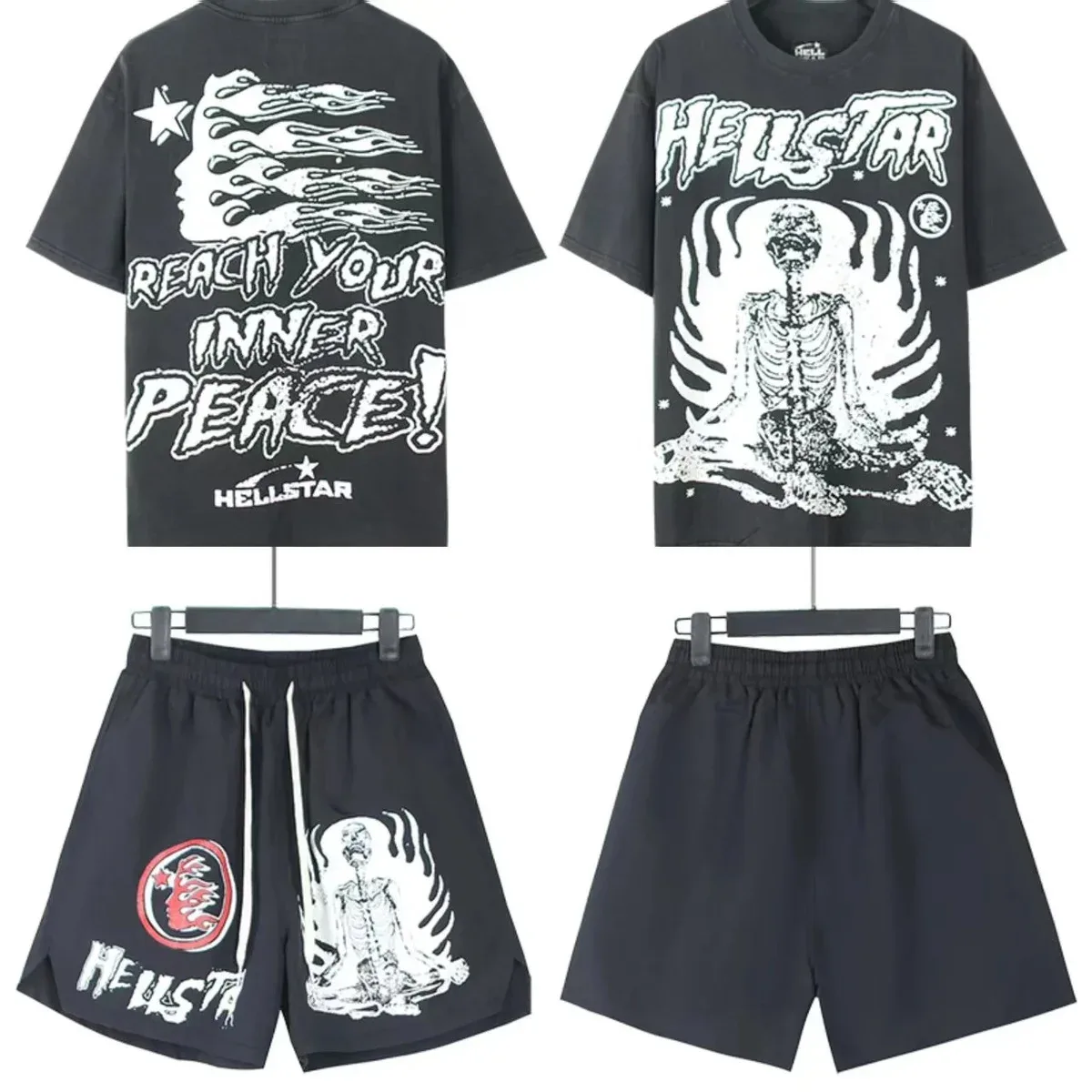 Hellstar Hellstar Reach Your Inner Peace T-Shirt & Shorts Set Black - 1