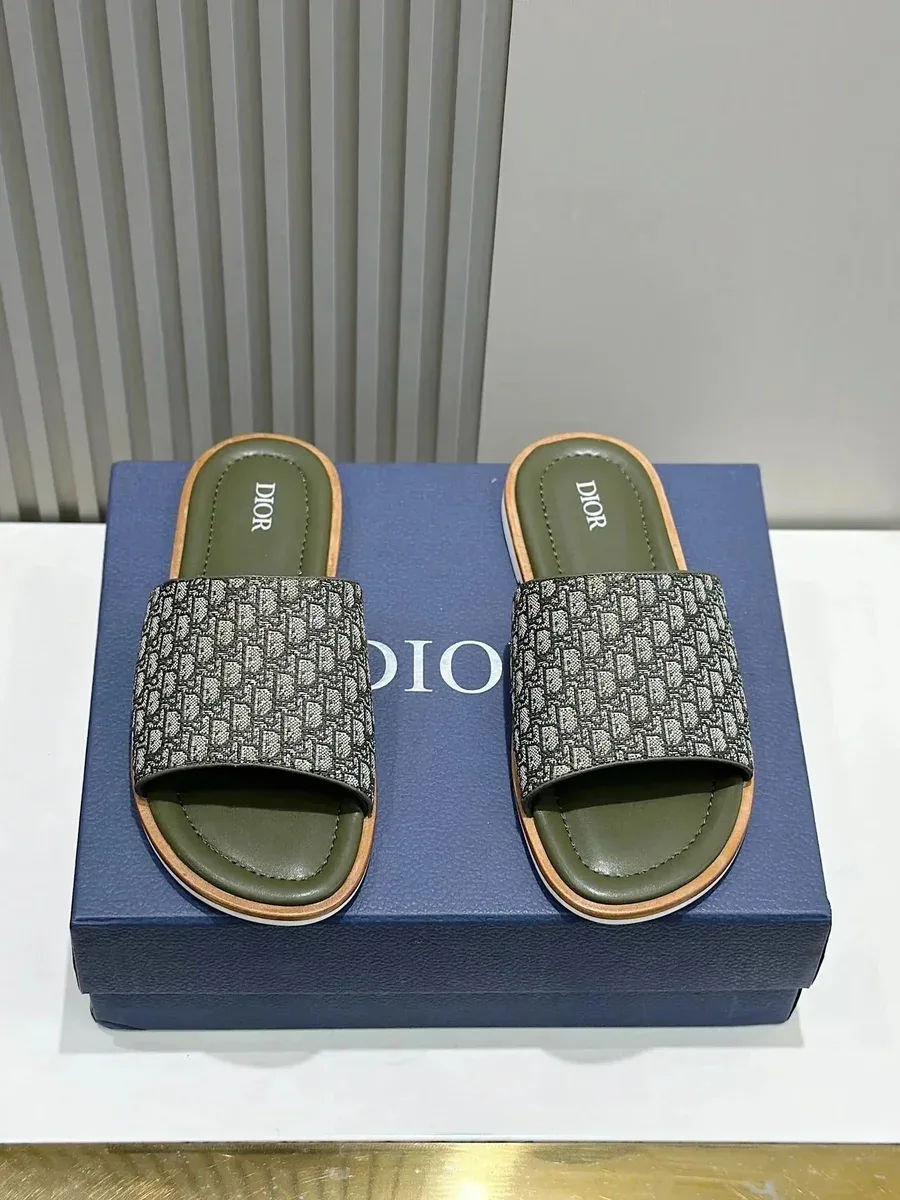 Dior Dior CDG Monogram Slide Sandals Olive Green Green - 1