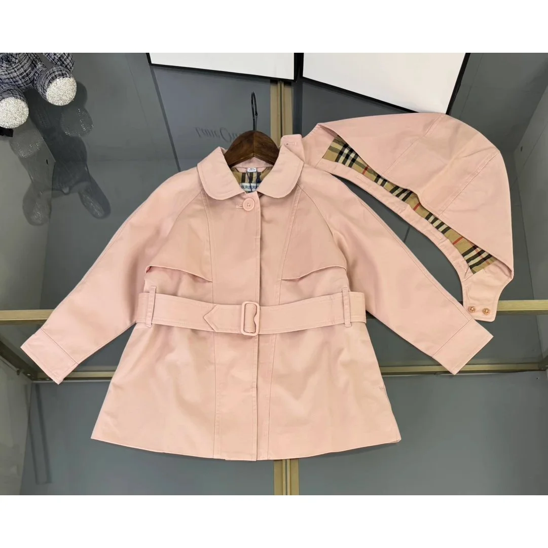 Burberry Burberry Vintage Check Belted Trench Coat Pink Kids Pink - 1