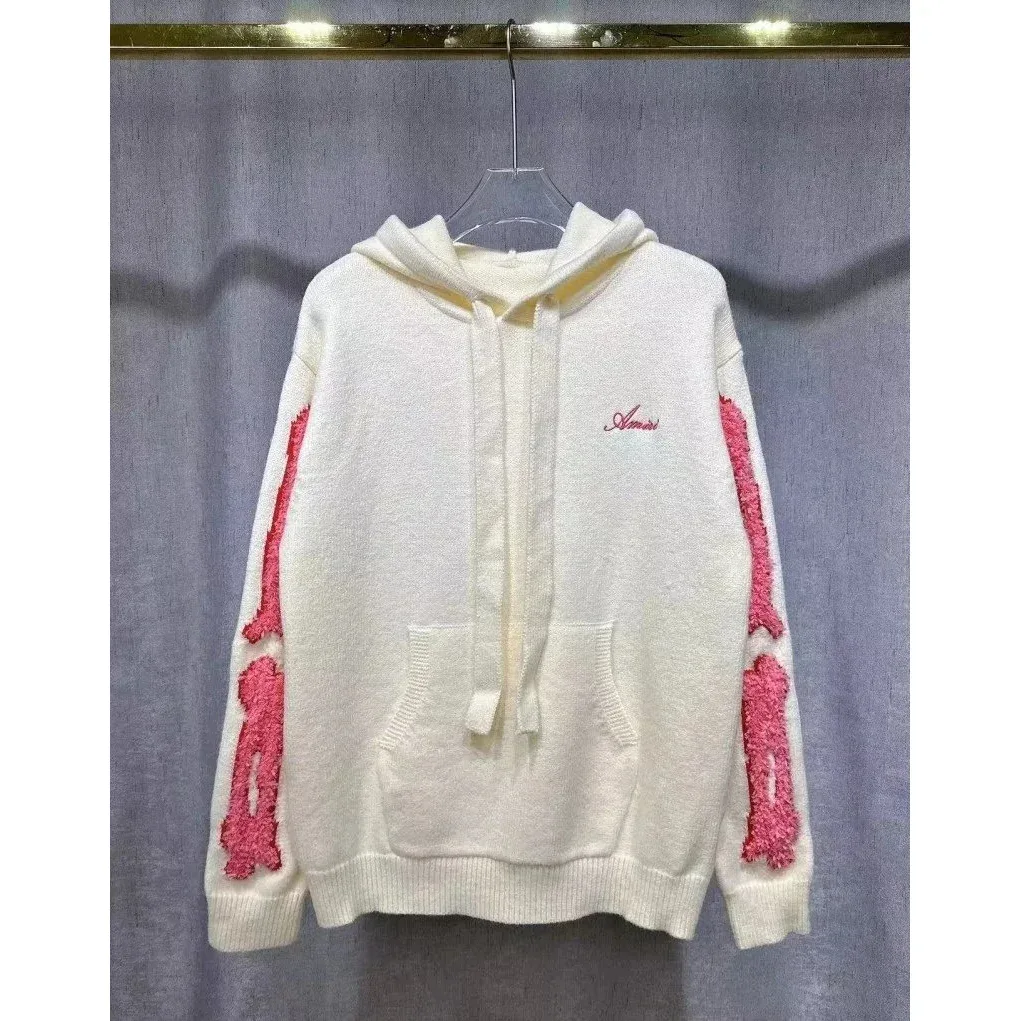 Amiri Amiri White Hoodie with Pink Embroidery White - 1