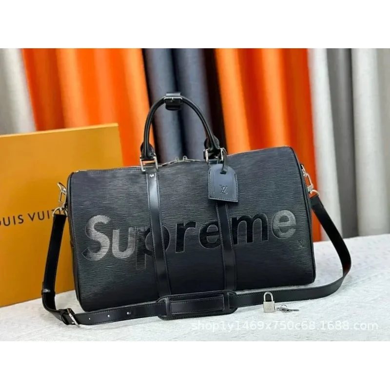 Louis Vuitton Louis Vuitton Keepall Supreme Black Travel Bag Black