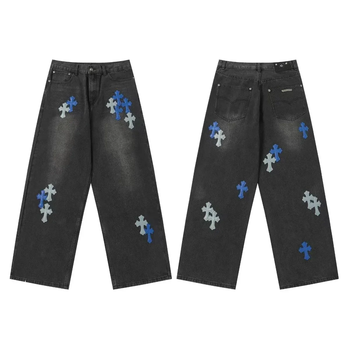 Chrome Hearts Chrome Hearts Cross Embroidered Jeans Black Denim Black - 1