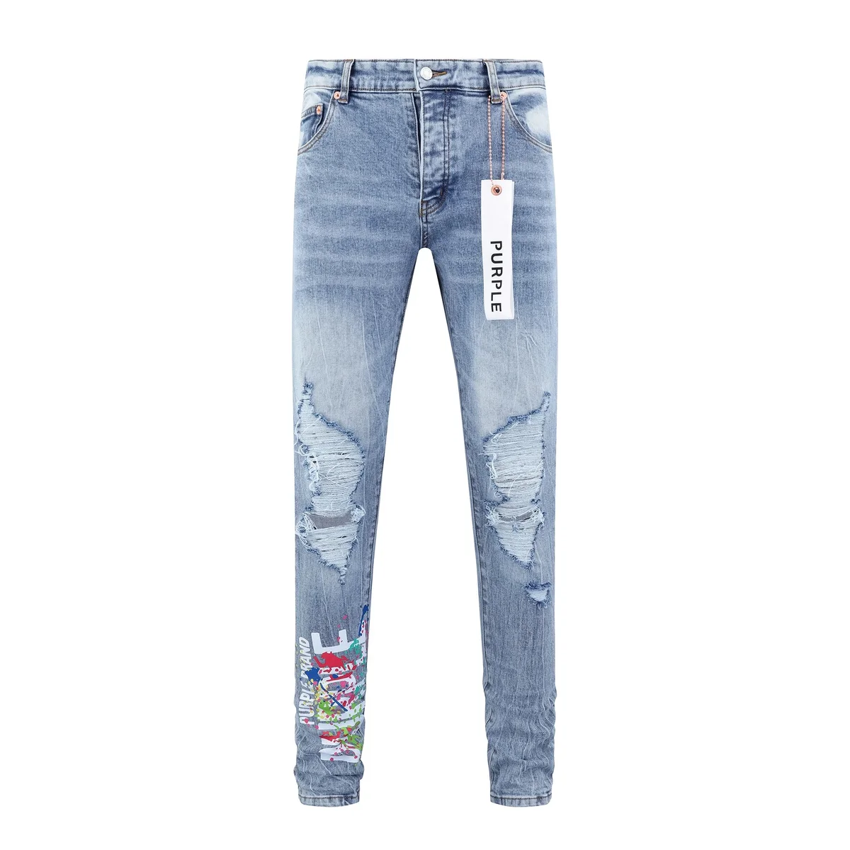 Purple Brand Purple Brand P001 Distressed Painted Jeans Blue - 1