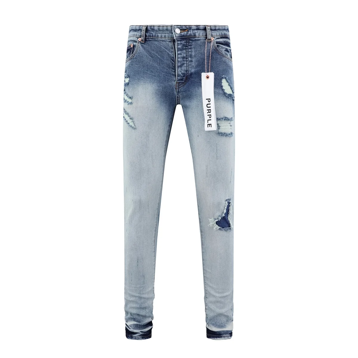 Purple Brand Purple Brand P001 Distressed Light Blue Jeans Blue - 1