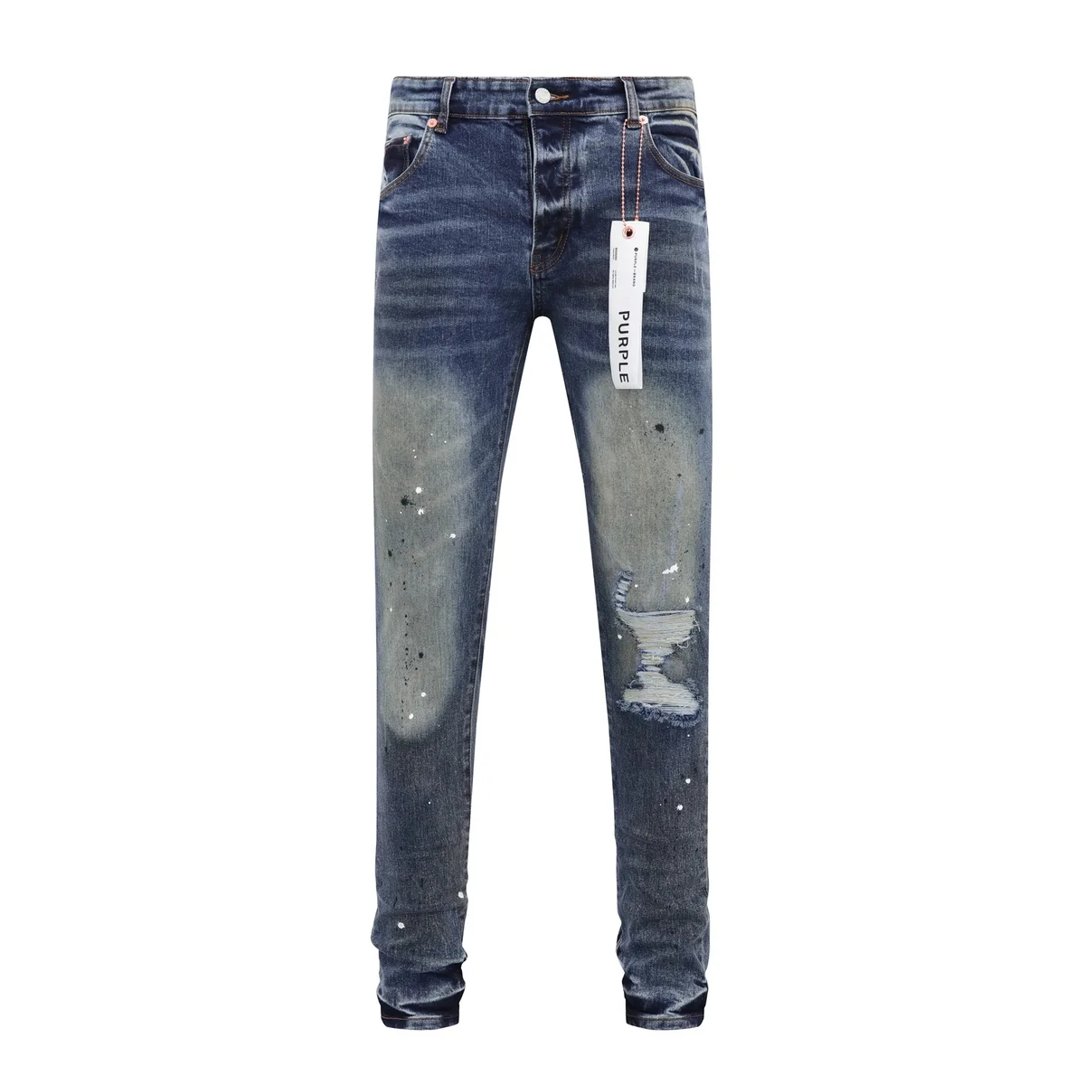 Purple Brand Purple Brand P001 Distressed Paint Splatter Jeans Blue - 1