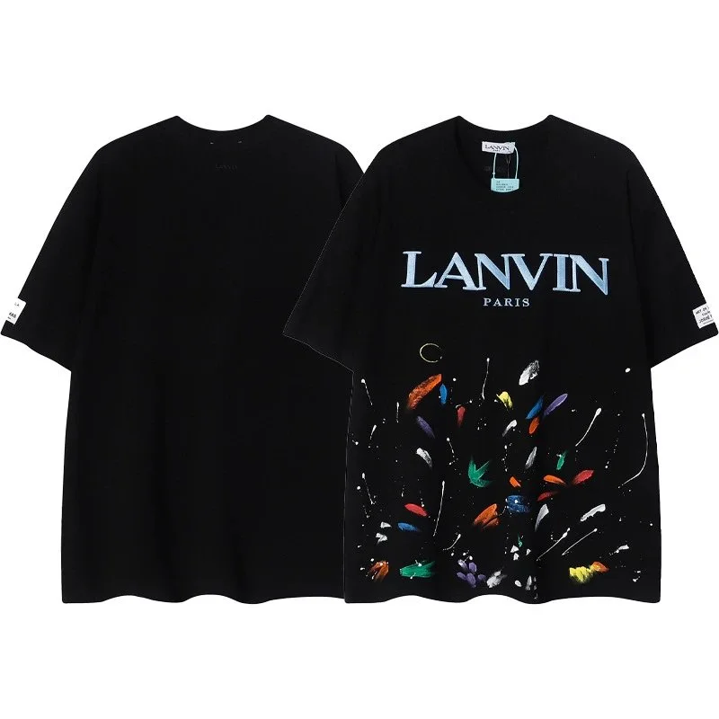 Lanvin Lanvin Paris Oversized Black Paint Splatter T-Shirt Black - 1