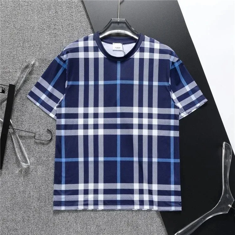 Other Plaid Cotton T-Shirt in Blue & White Blue - 1