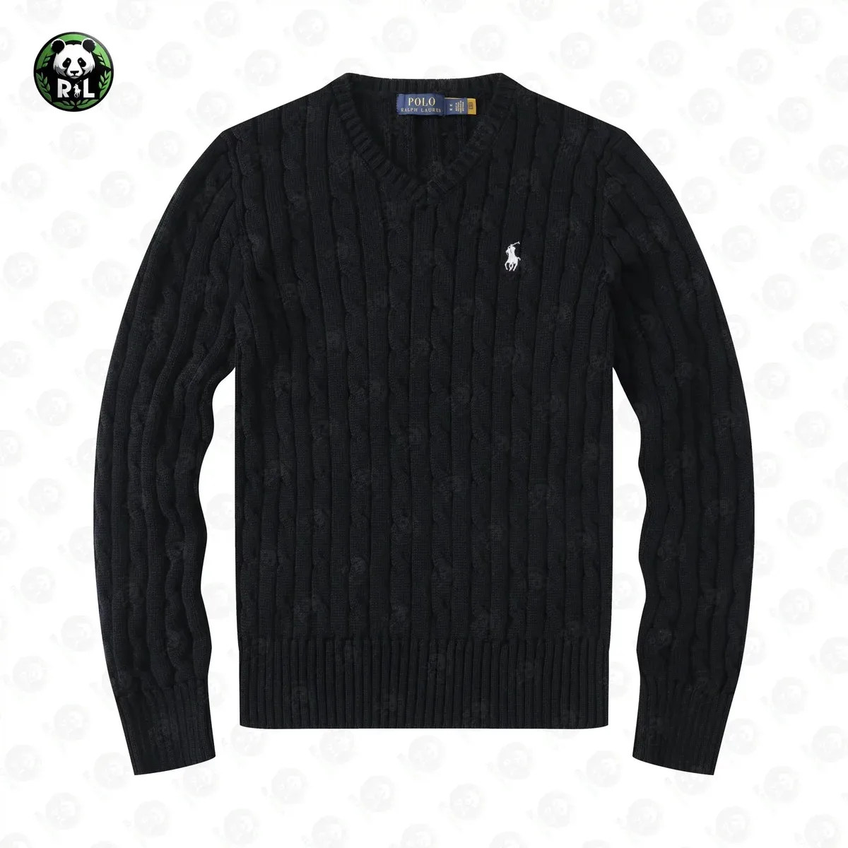 Polo Ralph Lauren Polo Ralph Lauren Classic Logo Cable Knit Sweater Black Men's Black - 1