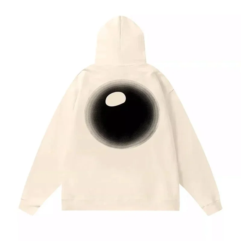 Other Unisex Beige Abstract Print Hoodie Beige - 1