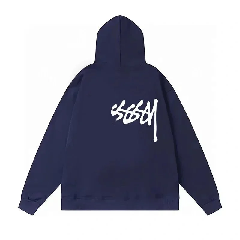 Other Unisex Royal Blue 4 Hoodie with Graffiti Print Blue - 1