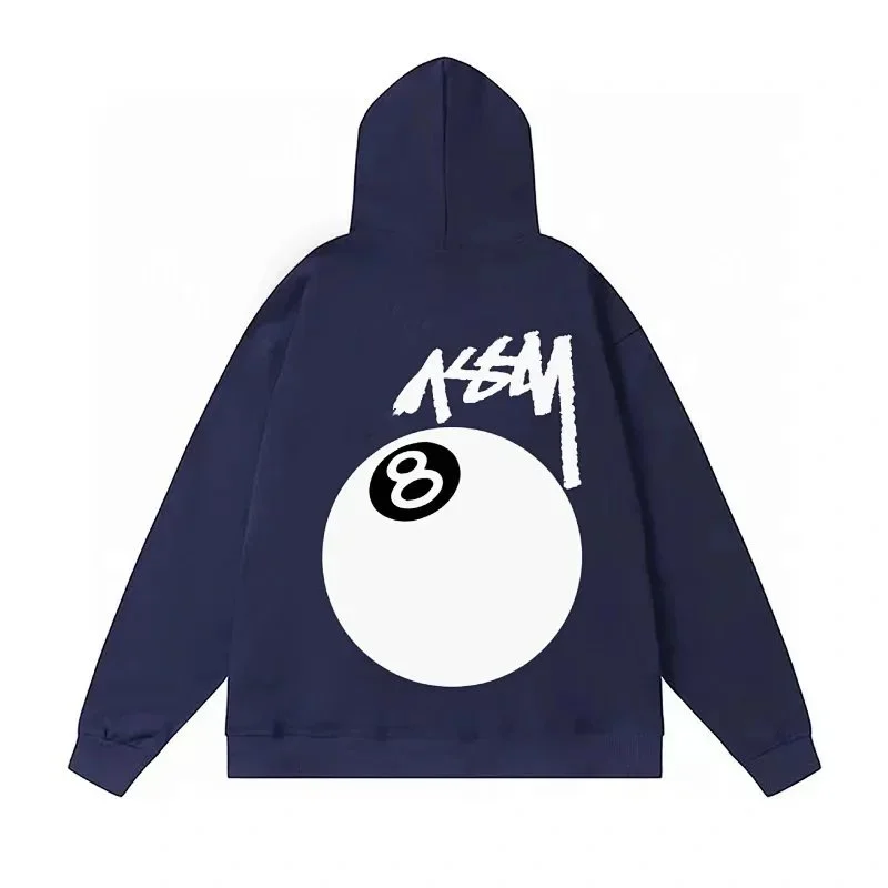 Other Unisex Royal Blue 2 Hoodie with 8-Ball Graphic Blue - 1