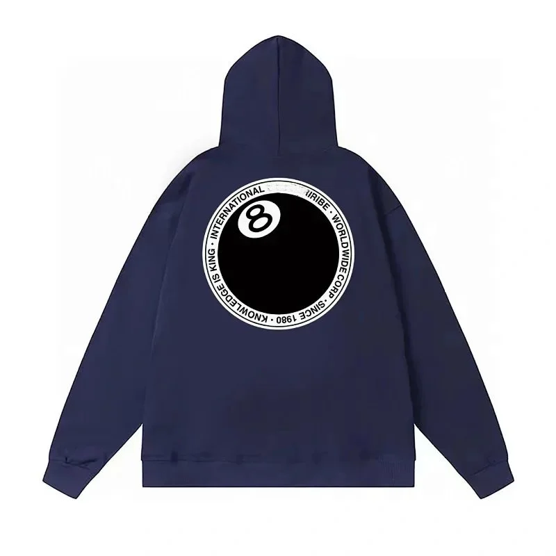 Other Unisex Royal Blue Hoodie with 8-Ball Print Blue - 1