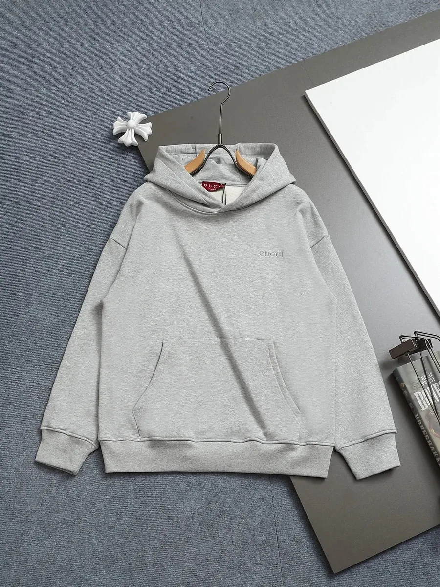 Gucci Gucci Grey Hoodie with Embroidered Logo Grey - 1