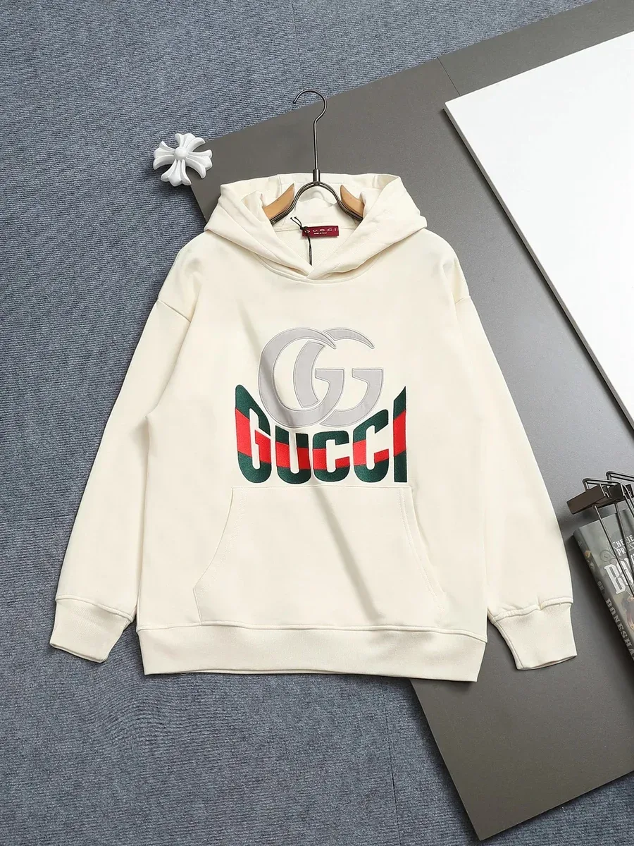 Gucci Gucci GG Logo Cream Hoodie Sweatshirt Cream - 1