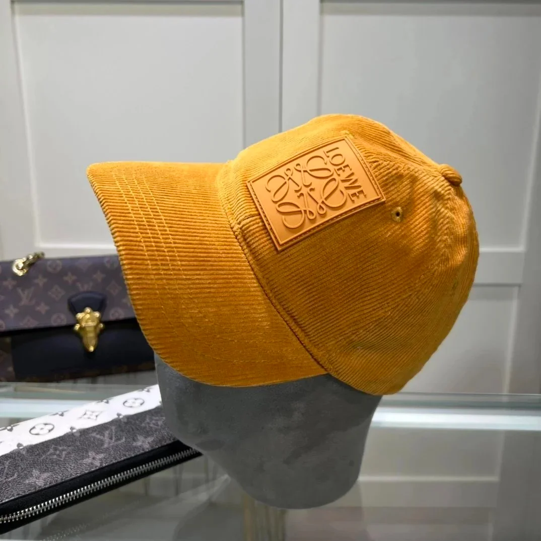 Loewe Loewe Corduroy Logo Cap Mustard Headwear Orange - 1