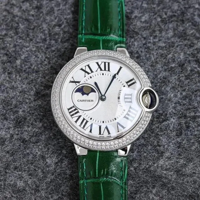 Cartier Cartier Ballon Bleu Green Leather Moon Phase Watch Green - 1