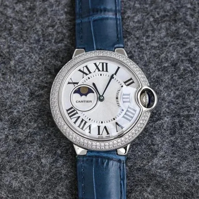 Cartier Cartier Ballon Bleu Blue Leather Moon Phase Watch Blue - 1