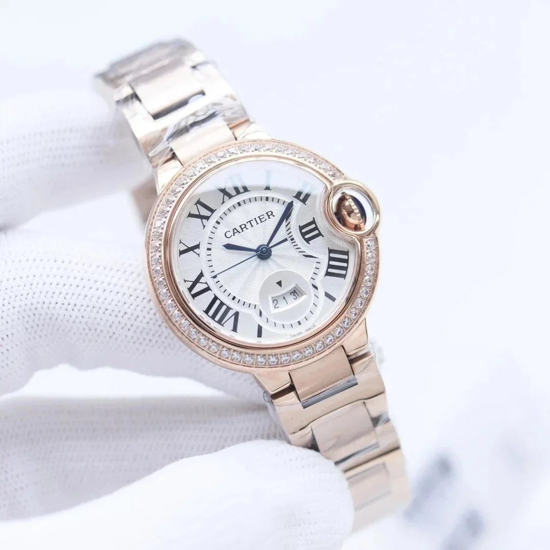 Cartier Cartier Ballon Bleu Diamond Bezel Rose Gold Watch Gold - 1